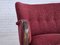 Dänisches Vintage 3-Sitzer Sofa aus Roter Baumwolle & Buchenholz, 1960er 8