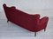 Vintage Danish Three-Seater Sofa in Red Cotton and Beech Wood, 1960s 4