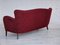 Dänisches Vintage 3-Sitzer Sofa aus Roter Baumwolle & Buchenholz, 1960er 10