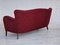 Vintage Danish Three-Seater Sofa in Red Cotton and Beech Wood, 1960s 10