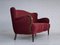 Dänisches Vintage 3-Sitzer Sofa aus Roter Baumwolle & Buchenholz, 1960er 7