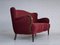 Vintage Danish Three-Seater Sofa in Red Cotton and Beech Wood, 1960s 7