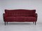 Vintage Danish Three-Seater Sofa in Red Cotton and Beech Wood, 1960s 2