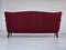 Dänisches Vintage 3-Sitzer Sofa aus Roter Baumwolle & Buchenholz, 1960er 5