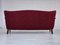 Vintage Danish Three-Seater Sofa in Red Cotton and Beech Wood, 1960s 5