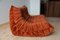 Togo 2-Seater Sofa in Amber Orange Velvet by Michel Ducaroy for Ligne Roset, 1973 7