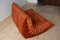 Togo 2-Seater Sofa in Amber Orange Velvet by Michel Ducaroy for Ligne Roset, 1973, Image 4