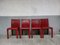 Chaises de Salle à Manger Arper Rouge Foncé, Italie, 1980, Set de 4 1