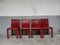 Italian Dark Red Arper Dining Chairs, 1980, Set of 4 1