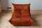 Togo Lounge Chair with Pouf and Three-Seat Sofa in Amber Orange Velvet by Michel Ducaroy for Ligne Roset, Set of 3 6