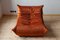 Amber Orange Velvet Togo Lounge Chair with Pouf and 3-Seat Sofa by Michel Ducaroy for Ligne Roset, Set of 3 6