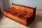 Amber Orange Velvet Togo Lounge Chair with Pouf and 3-Seat Sofa by Michel Ducaroy for Ligne Roset, Set of 3 10