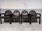 Dark Brown Leather and Wood Dining Armchairs from Bulo, 1980s, Set of 6 1