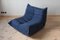 Blauer Togo Sessel aus Mikrofaser mit Pouf und Drei-Sitzer Sofa von Michel Ducaroy für Ligne Roset, 3 . Set 7