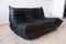Black Leather Togo Two-Seat Sofa and Lounge Chair with Pouf by Michel Ducaroy for Ligne Roset, Set of 3 4