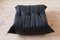 Canapé Deux Places Togo en Cuir Noir avec Pouf par Michel Ducaroy pour Ligne Roset, Set de 3 9