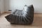 Elephant Grey Velvet Togo Lounge Chair with Pouf and Three-Seat Sofa by Michel Ducaroy for Ligne Roset, Set of 3 9