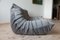 Elephant Grey Velvet Togo Lounge Chair with Pouf and Three-Seat Sofa by Michel Ducaroy for Ligne Roset, Set of 3 6