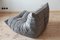 Elephant Grey Velvet Togo Lounge Chair with Pouf and 3-Seat Sofa by Michel Ducaroy for Ligne Roset, Set of 3 2