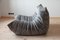 Elephant Grey Velvet Togo Lounge Chair with Pouf and Three-Seat Sofa by Michel Ducaroy for Ligne Roset, Set of 3 3