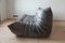 Elephant Grey Velvet Togo Lounge Chair with Pouf and 3-Seat Sofa by Michel Ducaroy for Ligne Roset, Set of 3 7