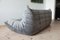 Elephant Grey Velvet Togo Lounge Chair with Pouf and Three-Seat Sofa by Michel Ducaroy for Ligne Roset, Set of 3 8