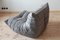 Elephant Grey Velvet Togo Lounge Chair with Pouf and Three-Seat Sofa by Michel Ducaroy for Ligne Roset, Set of 3 2
