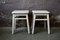 Wooden Stools with Patinated White Paint, Set of 2 1