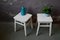 Wooden Stools with Patinated White Paint, Set of 2 2
