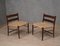 Mid-Century Oak and Straw Chairs, 1970s, Set of 2 1