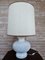 Vintage White Ceramic Table Lamp with Paramume, Italy, 1970s 1