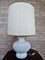 Vintage White Ceramic Table Lamp with Paramume, Italy, 1970s, Image 1