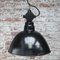 Lampada a sospensione vintage industriale, smaltata nera e bachelite, Germania, Immagine 4