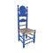 Blaue spanische Mid-Century Holzstühle, 2er Set 2