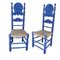 Mid-Century Spanish Blue Wood Chairs, Set of 2 1