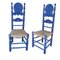 Mid-Century Spanish Blue Wood Chairs, Set of 2, Image 1