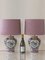 Royal Boch Delft Polychrome Table Lamps, New Lavender Velvet Shades, Image 2