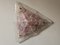 Lámpara de araña de techo triangular de cristal de Murano rosa y transparente, años 70, Imagen 1