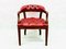 Mid-Century Danish Chesterfield Style Court Chair in Painted Red Leather, 1950s, Image 4