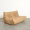 Canapé 2 Places Togo en Cuir Marron Camel par Michel Ducaroy pour Ligne Roset, 2010s 1