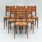 Oak and Rush Dining Chairs in the style of Victor Courtray, 1950s, Set of 6 1