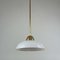 Art Deco White Opaline Glass and Brass Pendants, Sweden, 1940s, Set of 2, Image 9
