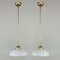 Art Deco White Opaline Glass and Brass Pendants, Sweden, 1940s, Set of 2, Image 2