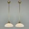 Art Deco White Opaline Glass and Brass Pendants, Sweden, 1940s, Set of 2, Image 3