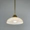 Art Deco White Opaline Glass and Brass Pendants, Sweden, 1940s, Set of 2, Image 7