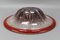 German Ikora Art Glass Bowl in Red, White and Burgundy attributed to WMF, 1930s 9