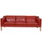 Model 2213 3-Seater Sofa in Red Leather by Børge Mogensen, 1990s 1