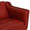 Sofá de tres plazas modelo 2213 de cuero rojo de Børge Mogensen, años 90, Imagen 9