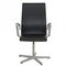 Chaise Oxford en Cuir Noir par Arne Jacobsen 1