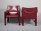 Italienische Modell 414 Cab Chairs aus rotem Leder von Mario Bellini für Cassina, 1980er, 2er Set 3